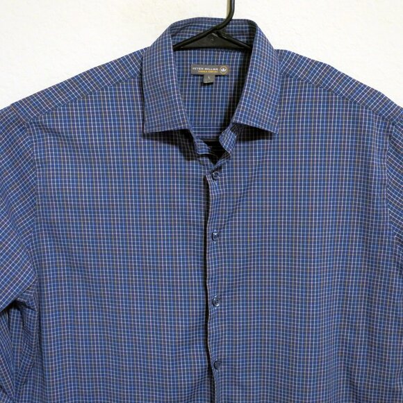 Peter Millar Shirt Mens Large Summer Comfort Long Sleeve Front Button Blue - Picture 1 of 6